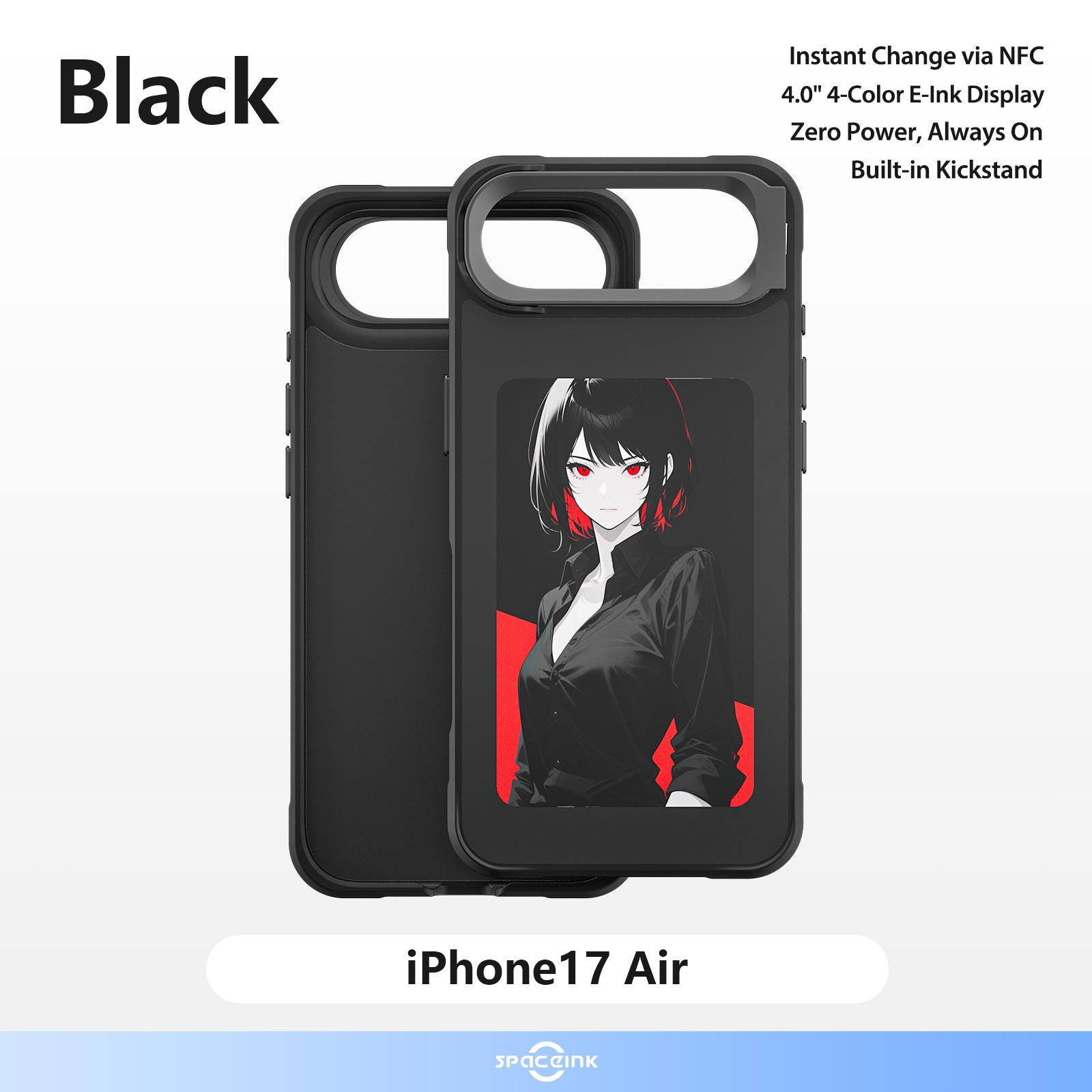 E-Ink iPhone 17 Phone Case NFC display on Phone Case 4.0" HD Four Color DIY Photo Display