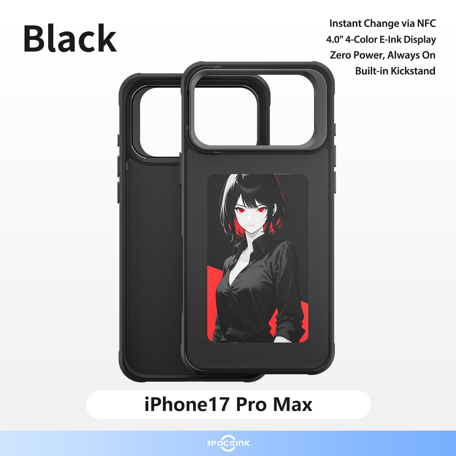 E-Ink iPhone 17 Phone Case NFC display on Phone Case 4.0" HD Four Color DIY Photo Display